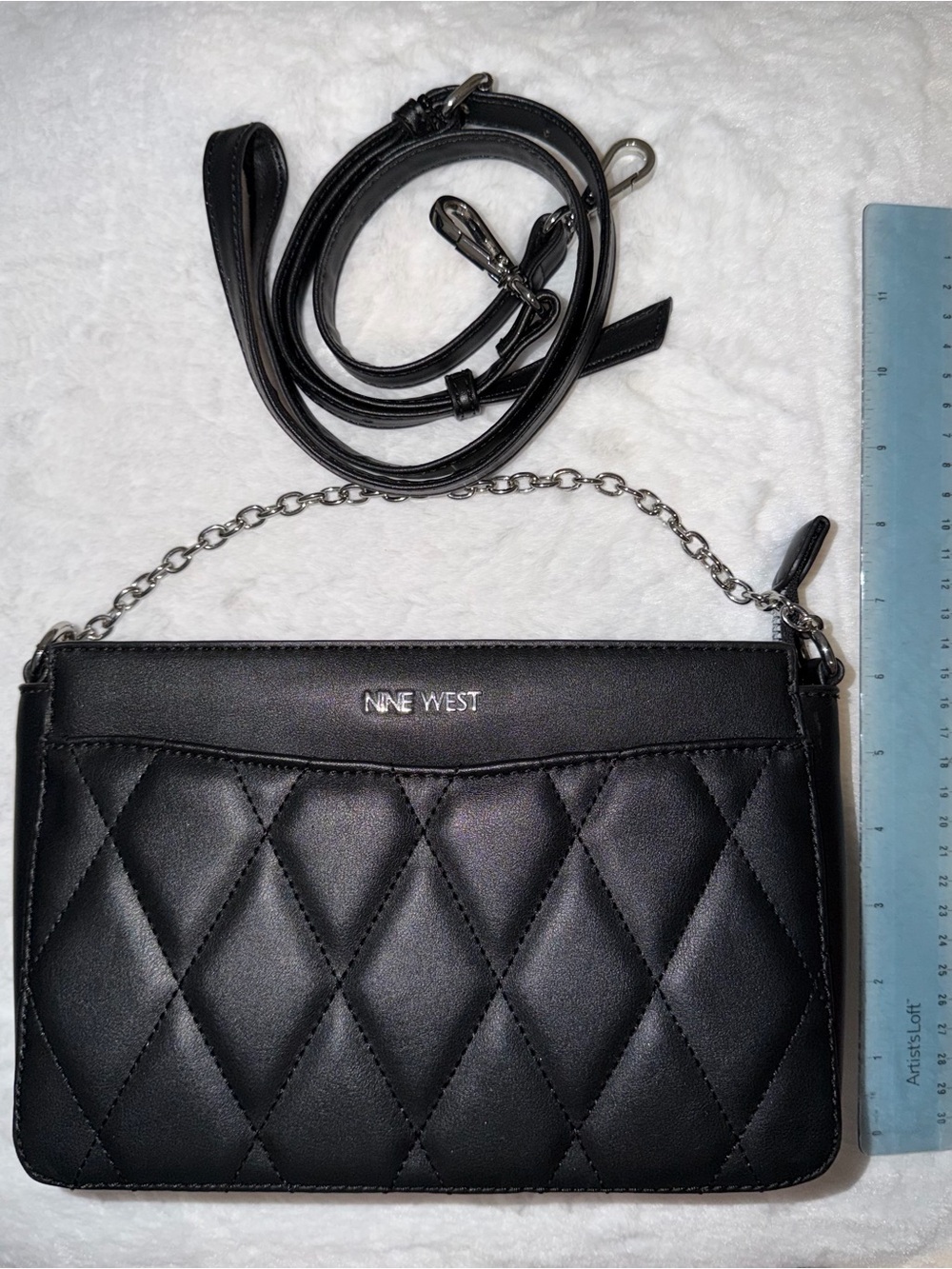 Nine West Black Quilted Chain-Strap Crossbody